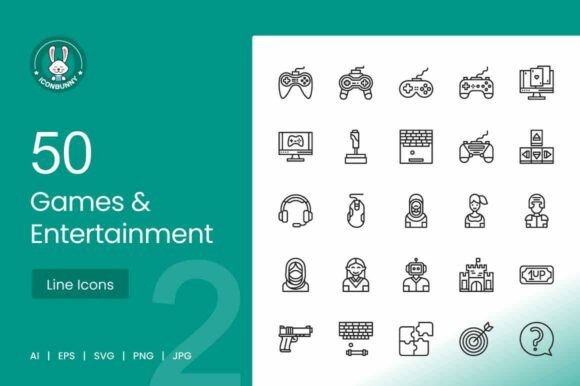 50 Games Entertainment Line Icons: Graphics Review