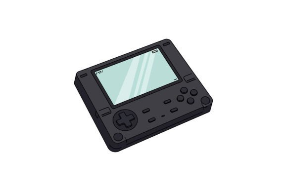 Black Handheld Gaming Console: Flat Graphics & Illustrations