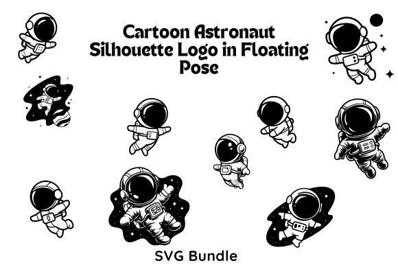 Cartoon Astronaut Floating Pose Graphics