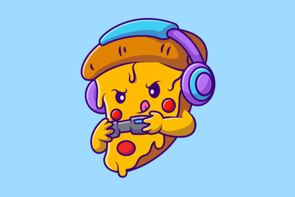 Cute Pizza Gaming Illustration: Graphics for Sellers