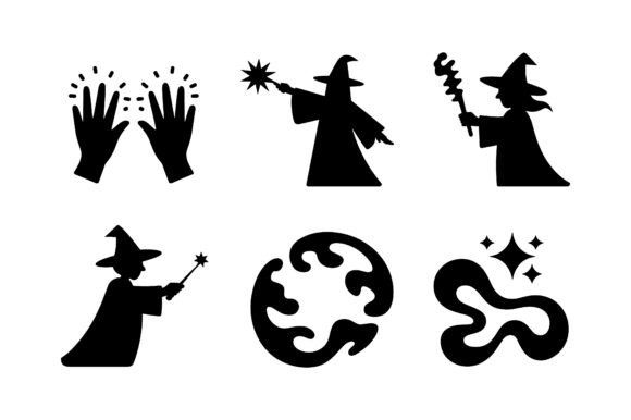 Fantasy Wizard Magic Spell Icon Set: Graphics & Icons