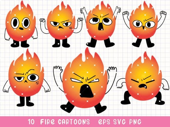 Fire Cartoon Clipart: Bold Graphics & Illustrations