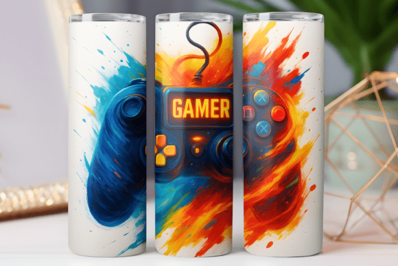 Gamer Gaming Tumbler Wrap 20oz Skinny: Graphics for Wraps