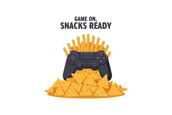 Gaming Controller with Fries: Fun Graphics & Illustrations