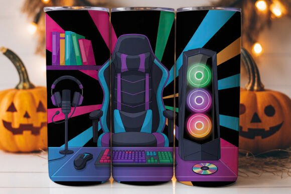 Gaming Setup Tumbler Wrap Graphics for Blog Use