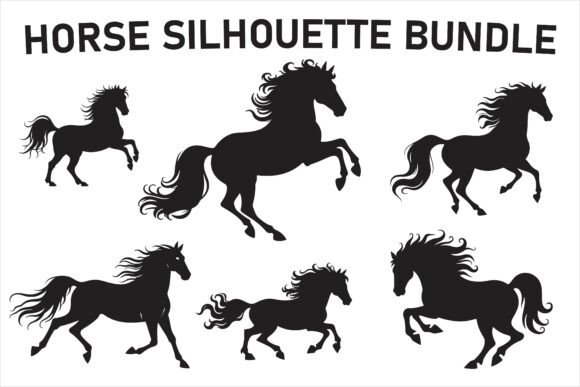 Grazing Horse and Knight Bundle: Graphics & Illustrations