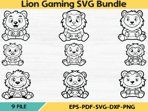 Lion Gaming SVG Bundle: Graphics & Illustrations
