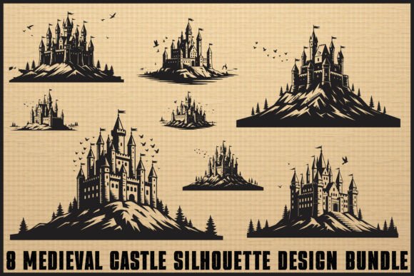 Medieval Castle Silhouette Bundle: Graphics & Illustrations