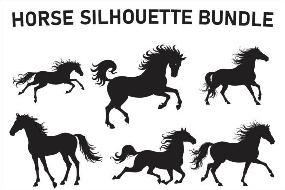 Medieval Horse Rider Silhouette Set: Graphics & Illustrations