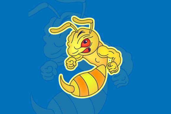 Muscular Bee Mascot: Bold Graphics & Illustrations
