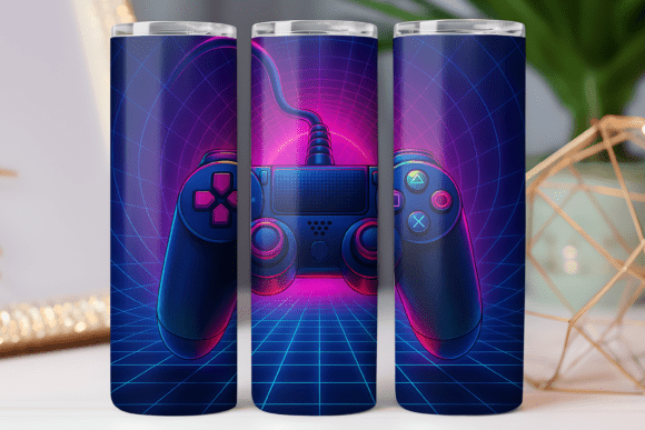 Neon Gaming Graphics for Bold Tumbler Wraps