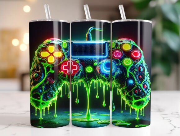 Neon Gaming Tumbler Graphics for Bold Wraps