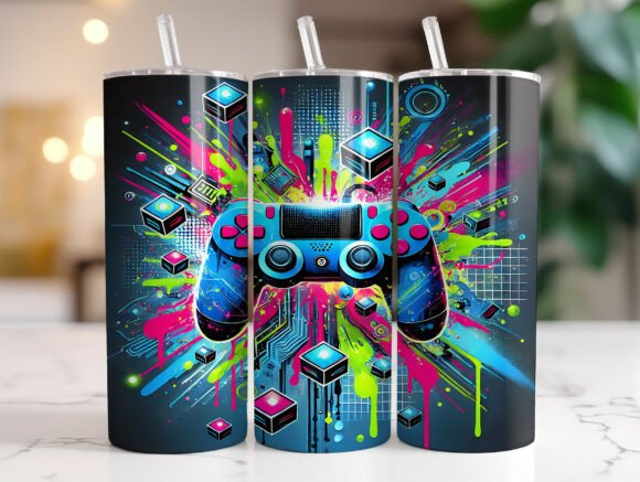 Neon Splatter Gaming Tumbler Wraps & Graphics Review