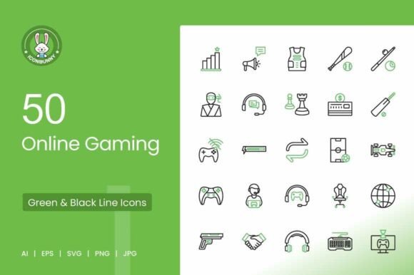 Online Gaming Green Black Icons: A Designer's Stitch Review