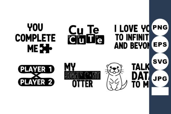 Playful Love Quotes Otter Puzzle Graphics & Illustrations
