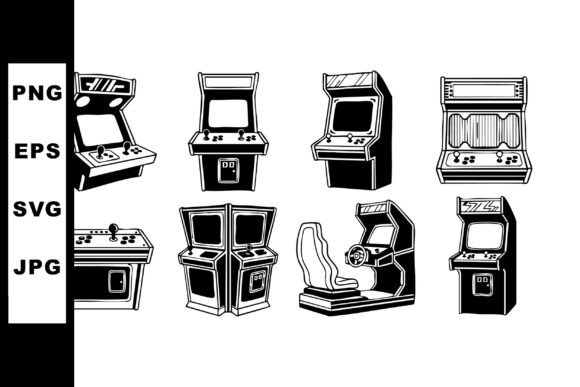 Retro Arcade Machines Collection Vintage Graphics & Illustrations