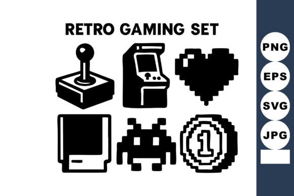 Retro Gaming Set: Pixel Art Graphics & Illustrations