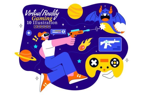 VR Gaming Graphics: 10 Modern Illustrations for Web